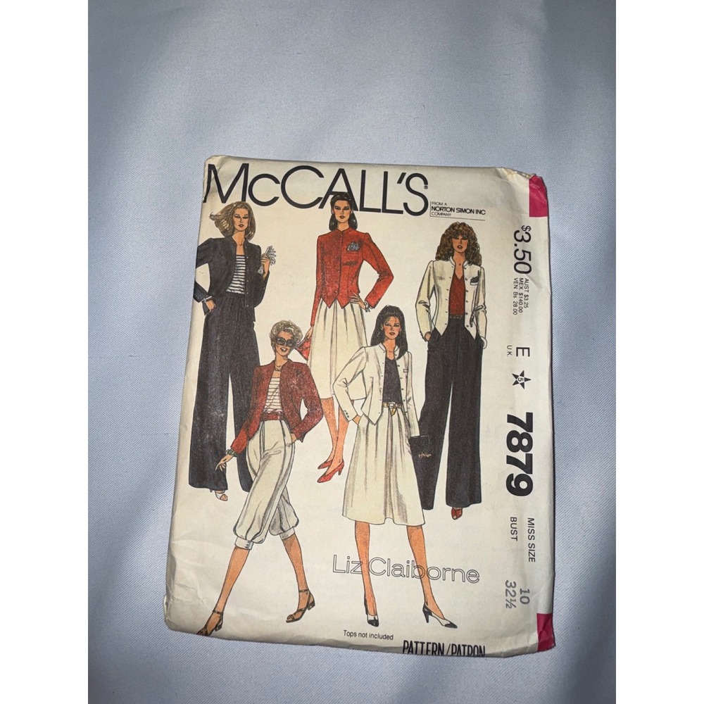 Vintage McCalls 7879 Liz Claiborne Sewing Pattern Jacket Skirt Knickers Size 10